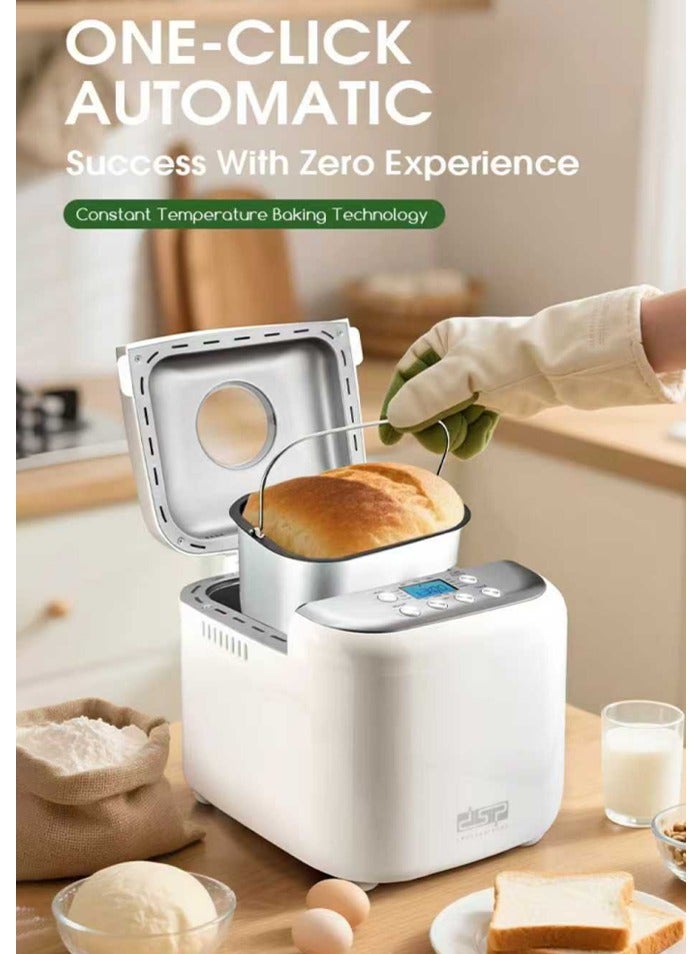 دي اس بي ماكينة صنع الخبز الأوتوماتيكية ، 2 رطل 19 في 1 قابلة للبرمجة مع شاشة الكريستال السائل ، نافذة زجاجية بصرية ووعاء غير لاصق قابل للإزالة ، 3 أحجام رغيف 3 ألوان قشرة ، خالية من الغلوتين ، معدة مسبقا ودافئة ، 600 واط كي سي 3049 - Image 2