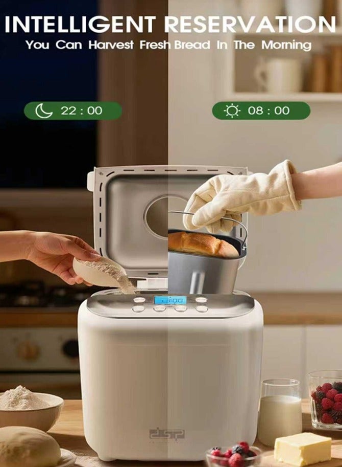دي اس بي ماكينة صنع الخبز الأوتوماتيكية ، 2 رطل 19 في 1 قابلة للبرمجة مع شاشة الكريستال السائل ، نافذة زجاجية بصرية ووعاء غير لاصق قابل للإزالة ، 3 أحجام رغيف 3 ألوان قشرة ، خالية من الغلوتين ، معدة مسبقا ودافئة ، 600 واط كي سي 3049 - Image 4