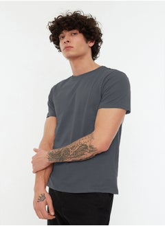 trendyol Anthracite Basic Men's Slim Fit 100% Cotton Short Sleeve Crew Neck T-Shirt TMNSS19BO0001  - Image 2