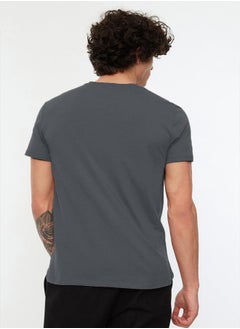 trendyol Anthracite Basic Men's Slim Fit 100% Cotton Short Sleeve Crew Neck T-Shirt TMNSS19BO0001  - Image 5