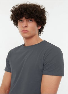 trendyol Anthracite Basic Men's Slim Fit 100% Cotton Short Sleeve Crew Neck T-Shirt TMNSS19BO0001  - Image 3