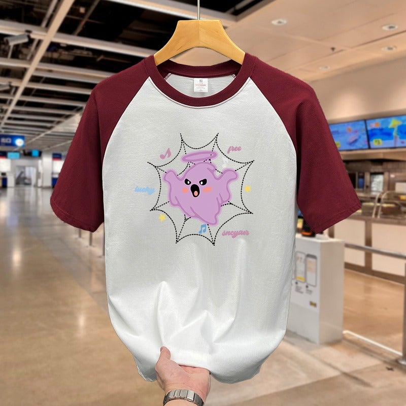 American Cute Ghost Pure Cotton Short-Sleeved T-Shirt For Men And Women Summer Girl Preppy Style Couple Tops - Image 4