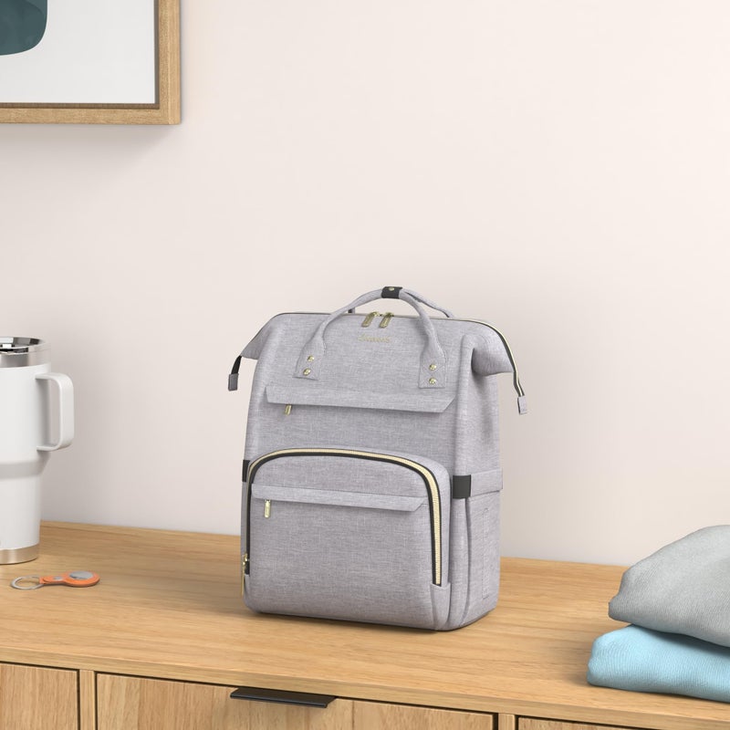 Lovevook LOVEVOOK Laptop Backpack for Women, 15.6 Inch Travel Backpack with Laptop Compartment, Water Resistant Work Backpack for Teacher Nurse Doctor, Anti-theft Computer Bag with Charger, Grey  - Image 2