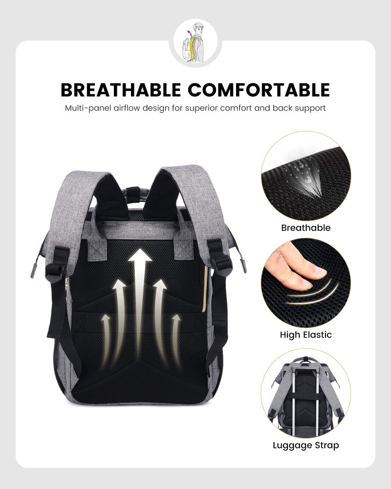 Lovevook LOVEVOOK Laptop Backpack for Women, 15.6 Inch Travel Backpack with Laptop Compartment, Water Resistant Work Backpack for Teacher Nurse Doctor, Anti-theft Computer Bag with Charger, Grey  - Image 5