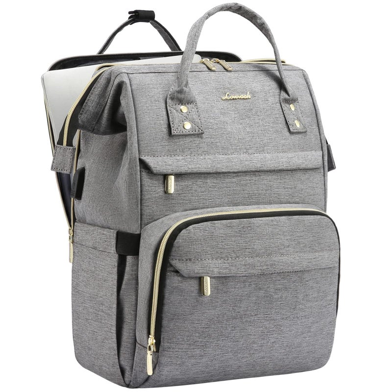 Lovevook LOVEVOOK Laptop Backpack for Women, 15.6 Inch Travel Backpack with Laptop Compartment, Water Resistant Work Backpack for Teacher Nurse Doctor, Anti-theft Computer Bag with Charger, Grey  - Image 1