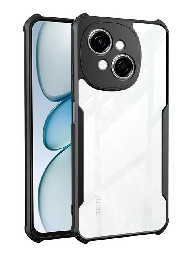 TECNO Spark Go 1 Case Cover, Ultra-Thin Lightweight Cover Soft TPU Bumper, Acrylic Clear Back Mobile Phone Case Cover For TECNO Spark Go 1, Black - Image 1