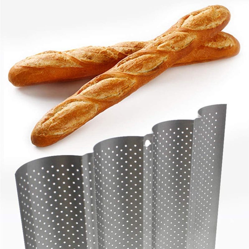 Stainless Steel Griddle 2PCS Pan French Bread Pan Italian Loaf Mold French Bread Mould Oven Toaster Pan Stainless Steel Bread Baker Tray for Breadstick Rolls Bakery Supplies - Image 4