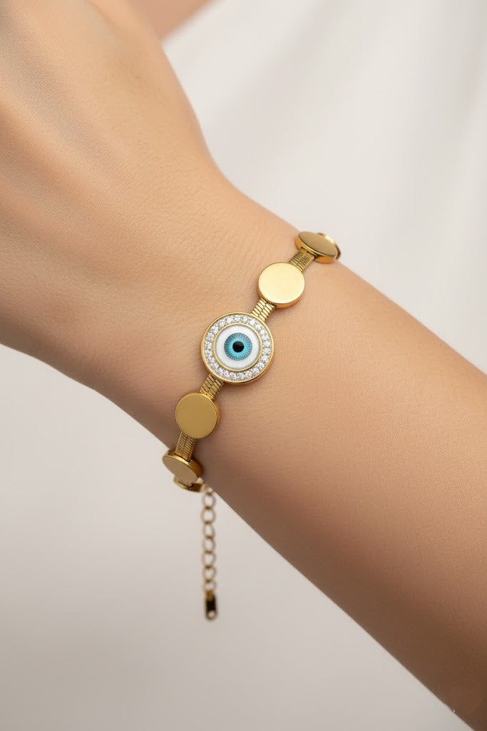 FLUFFY Women’s Bracelet Evil Eye & Crystal Elegant Design - Image 1