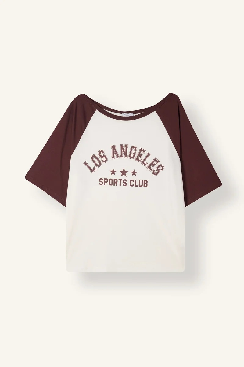 Oversize Fit Off Shoulder Printed Short Sleeve T-Shirt