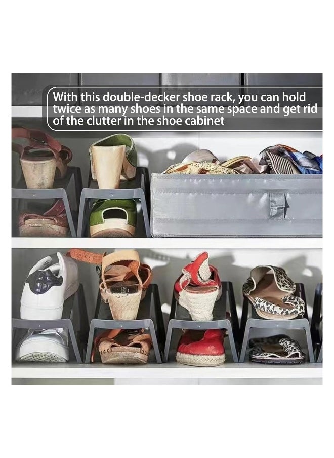 Generic - Shoe Stackers, Shoe Space Savers, Shoe Slots Organizers, Double Layer Stack Shoe Racks, for Closet Organization Increase Space, Pack of 4, Storage Shoe Organizer Holder for Closet Space Saver - Image 1