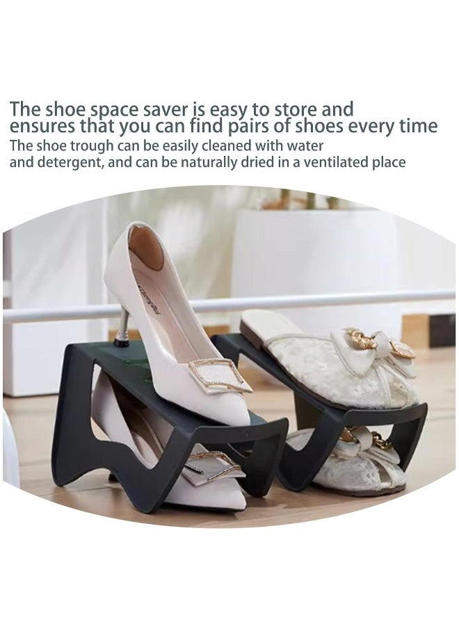 Generic - Shoe Stackers, Shoe Space Savers, Shoe Slots Organizers, Double Layer Stack Shoe Racks, for Closet Organization Increase Space, Pack of 4, Storage Shoe Organizer Holder for Closet Space Saver - Image 1