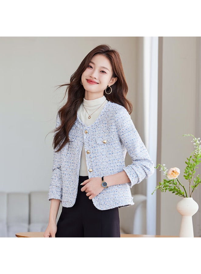 TELUOMAN Troeman French Style Round Neck Chanel-inspired Jacket Women Autumn New Elegant Casual Short Blazer Top - Image 3