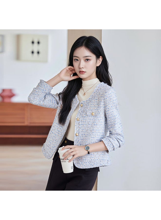 TELUOMAN Troeman French Style Round Neck Chanel-inspired Jacket Women Autumn New Elegant Casual Short Blazer Top - Image 1