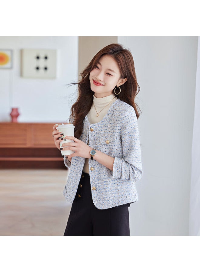 TELUOMAN Troeman French Style Round Neck Chanel-inspired Jacket Women Autumn New Elegant Casual Short Blazer Top - Image 4