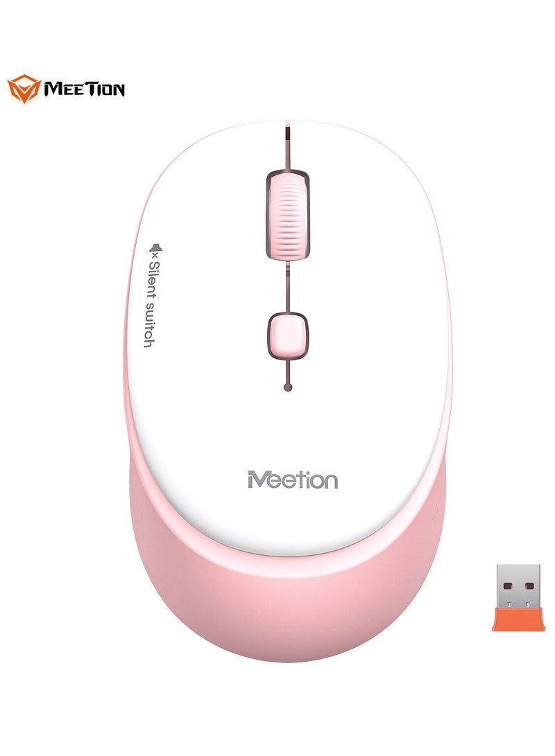 Meetion MEETION 2.4g Wireless Office Mouse Pink R571 Plug and Play Quiet Buttons Adjustable DPI - Image 1