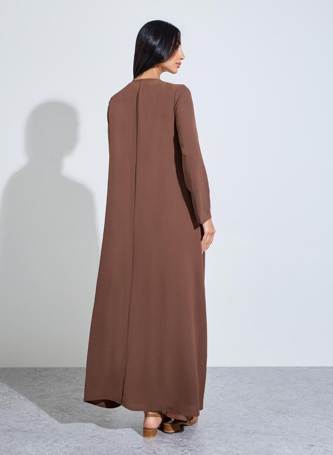 أميرة عباية مفتوحة من الأمام مع تفاصيل طيات أمامية - Image 3