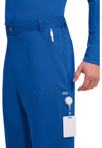 Cherokee Mens Scrub Pants with Cargo Pockets, Two-Way Stretch Modern fit Button Closure with Inside Drawstring Pants - WW140, L, Royal - Image 2