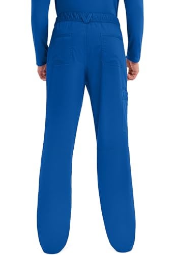Cherokee Mens Scrub Pants with Cargo Pockets, Two-Way Stretch Modern fit Button Closure with Inside Drawstring Pants - WW140, L, Royal - Image 4
