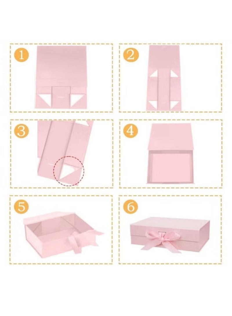KRONFOL Luxury Magnetic Gift Box, Pink Gift Box with Ribbon,Folding Gift Boxes for Presents With Lid, Suitable for Festival, Birthday, Anniversary, etc - Image 2