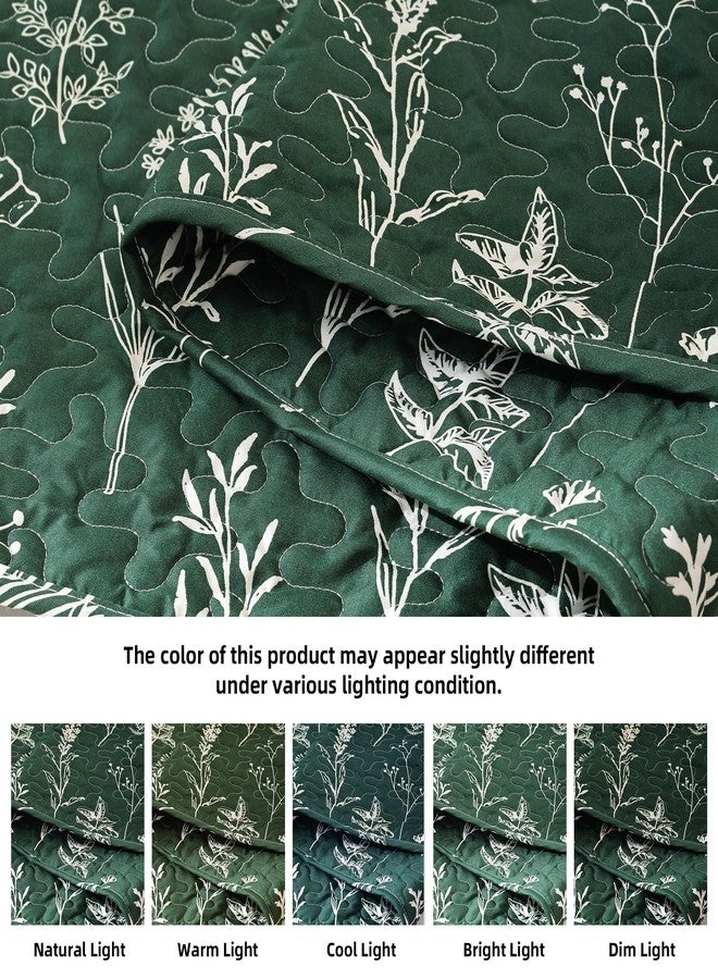 JANZAA Quilts Queen Size Emerald Green Floral Queen Quilt Bedding Set Microfiber Boho Bedspread Lightweight Reversible Coverlet 1 Quilt 90x90 inches with 2 Pillow Cases - Image 4