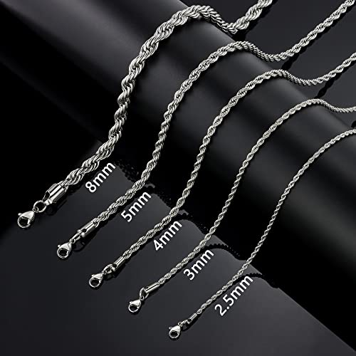HolyFast Twist Chain Necklace - Stainless Steel Rope Jewelry for Men & Women (16 Inches, 2.5 mm) - Image 4