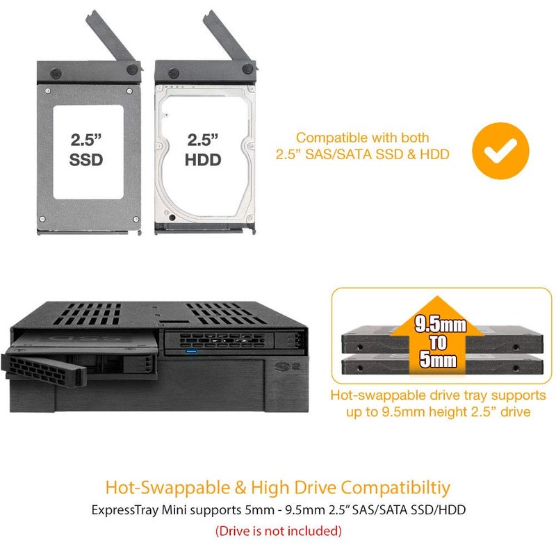 ICY DOCK 2 Bay 2.5 SAS/SATA HDD/SSD Mobile Rack + فتحة 3.5" للباي الخارجي 5.25" | ExpressCage MB322SP-B - Image 3