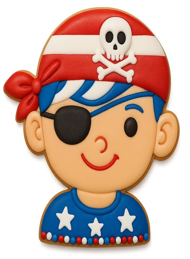 Mighty Gadget Pirate Boy Cookie Cutter & Stamp Set - 4x3.86" Fun Pirate Head Design for everyone' Party Baking (Random Color) - Image 5