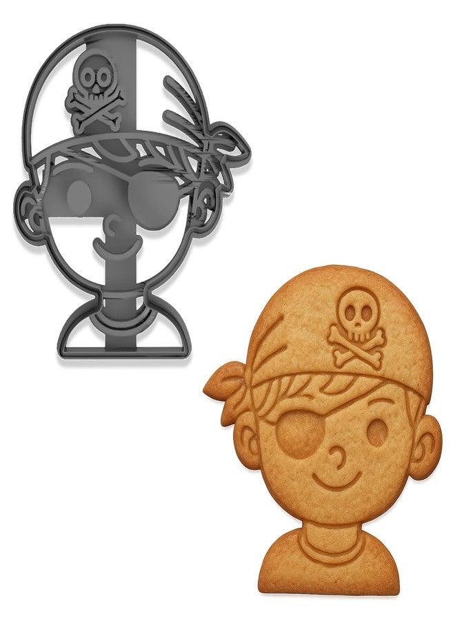Mighty Gadget Pirate Boy Cookie Cutter & Stamp Set - 4x3.86" Fun Pirate Head Design for everyone' Party Baking (Random Color) - Image 2