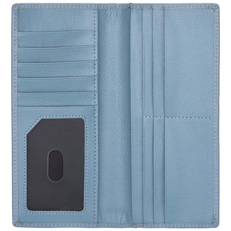 Lavemi Ultra Slim Thin Leather Women Wallet RFID Blocking Credit Card Holder Bifold Long Ladies Billfold (Light Blue) - Image 5