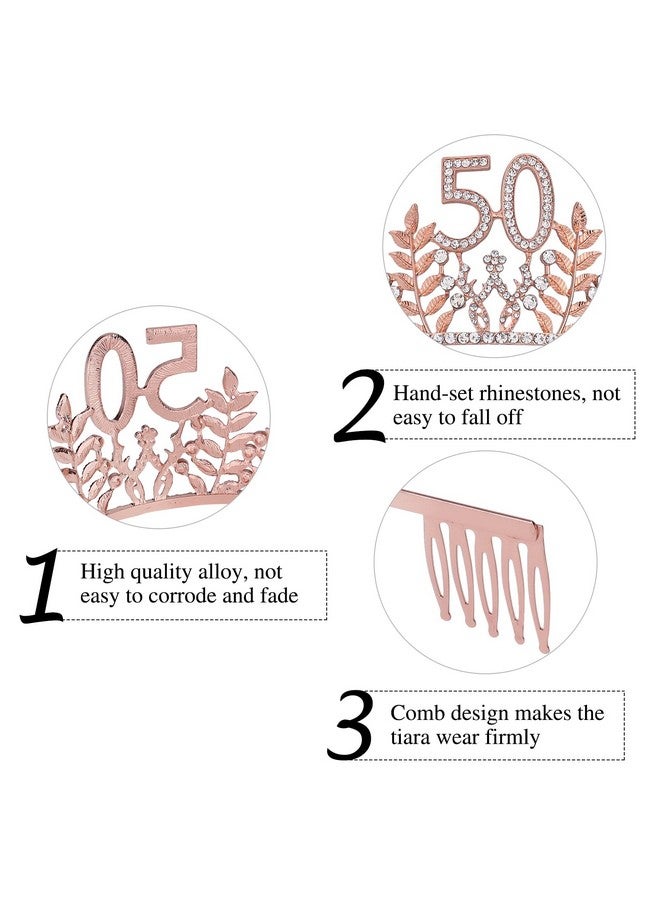 Semato Semato 50 & Fabulous Birthday Crown and Sash Kit- 50th Birthday Gifts for Women 50th Birthday Party Supplies (rose gold)  - Image 3