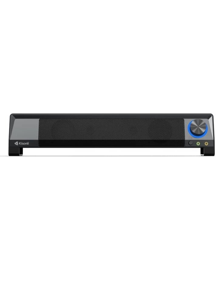 Kisonli Soundbar Computer , Speaker Integrates 2 Auxiliary ports For Microphones And Headphones X2  - Image 3