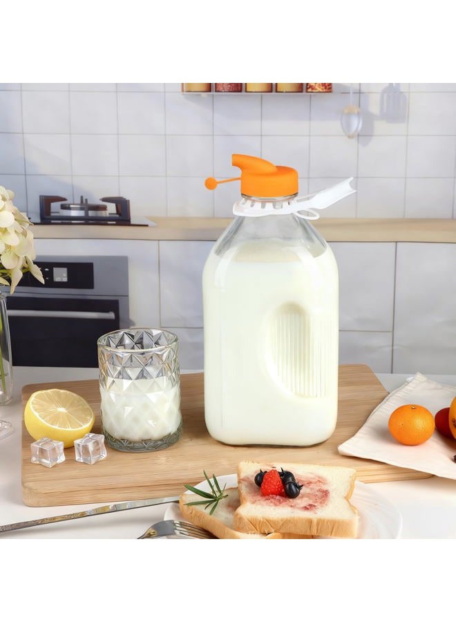 CARBLIN 2 Quart (64 Oz) Glass Milk Bottle with Handle, Water Jug with Scale/Nut Milk Bag/Pour Spout/Airtight Lid, Reusable Carafe Container Pitcher for Milk, Tea, Juice, Coffee Beverage-1/2 Gal 1 Pack - Image 4