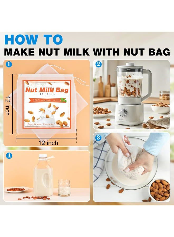 CARBLIN 2 Quart (64 Oz) Glass Milk Bottle with Handle, Water Jug with Scale/Nut Milk Bag/Pour Spout/Airtight Lid, Reusable Carafe Container Pitcher for Milk, Tea, Juice, Coffee Beverage-1/2 Gal 1 Pack - Image 5