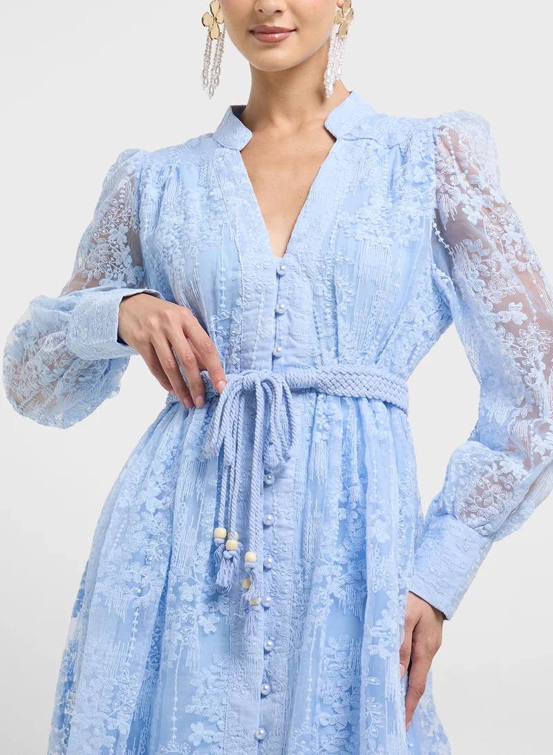 Khizana Lace Belted Dress