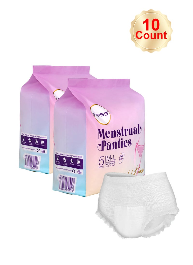 Splendors 10 Count Disposable Period Panties Super Absorb Overnight Menstrual Pants Leak-proof 360°Protection Sanitary Panties Extra Soft Period Panty For Heavy Flow Keep Dry And Fresh Overnight Size M-L  - Image 1