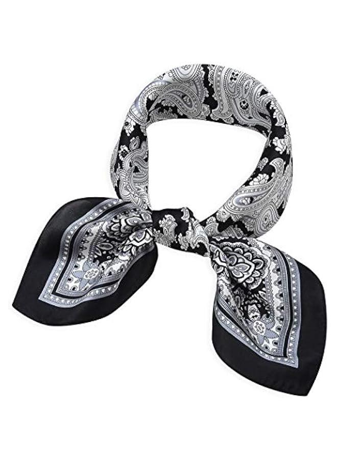 Arabest western neck scarf for men black neckerchief 21x21 women silk hair scarf ladies short bandana paisley purse scarf  - Image 1