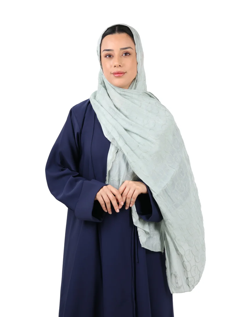 Premium Circle Motif Organza Scarf (Grey)