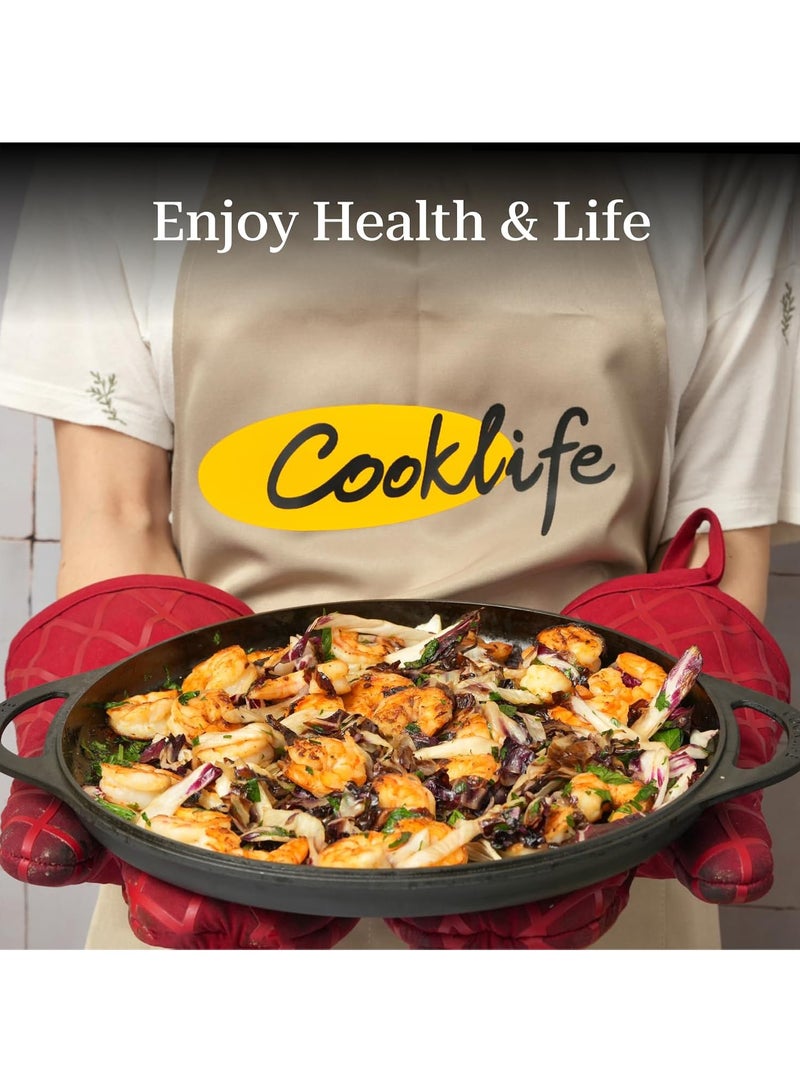 Hihonor 12 Inch Smooth & Light Cast Iron Griddle - Pre-Seasoned Round Cast Iron Pizza Pan - Easy to Clean Polished Cast Iron Pan Use in the Oven, on the Stove or Grill, Over a Campfire - Black - Image 4