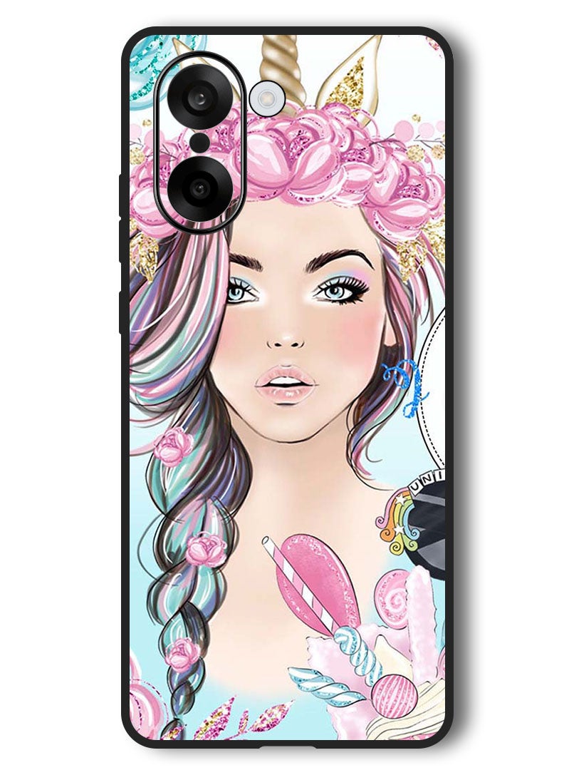 Theodor Case Compatible with OnePlus Nord CE 5 6.77 Inch Protection Shockproof Bumper Cover Unicorn Girl - Image 1
