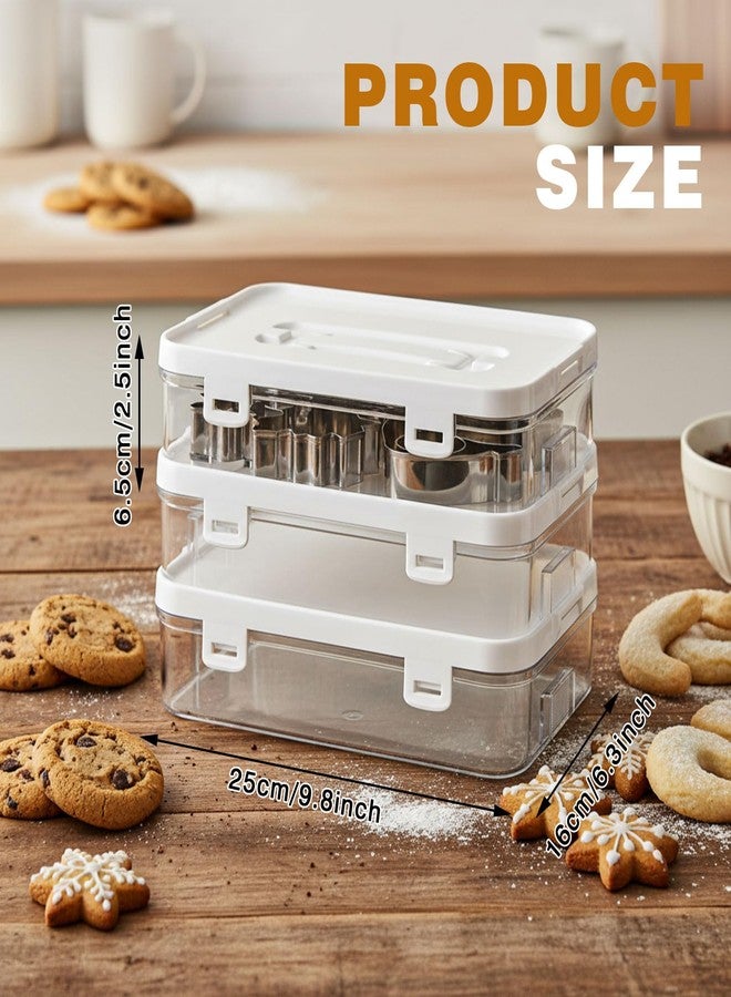 BrightRow 3 Pack Cookie Cutter Storage, Transparent Cookie Cutter Organizer with a Sticker, Baking Storage Containers, Cover to Prevent Dust, Can Be Used Alone or Hidden for Stacking(No Cutters) - Image 2