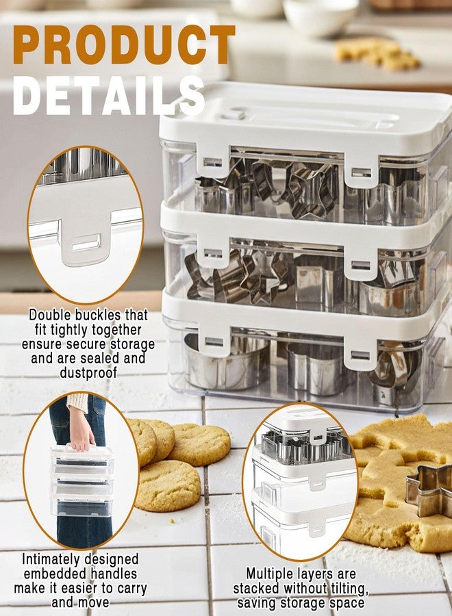 BrightRow 3 Pack Cookie Cutter Storage, Transparent Cookie Cutter Organizer with a Sticker, Baking Storage Containers, Cover to Prevent Dust, Can Be Used Alone or Hidden for Stacking(No Cutters) - Image 3