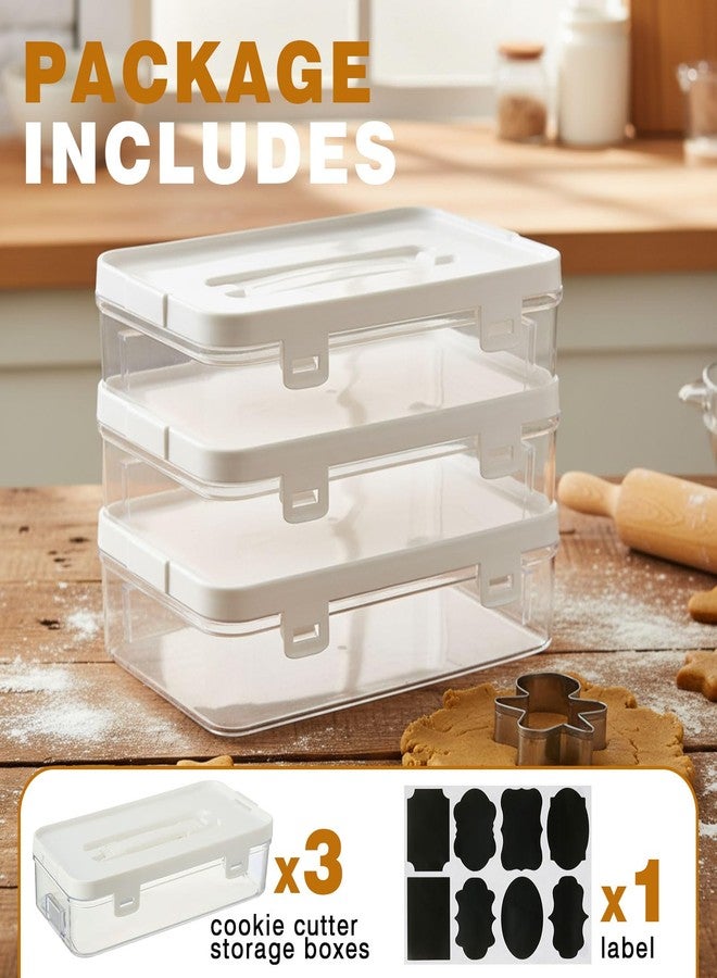 BrightRow 3 Pack Cookie Cutter Storage, Transparent Cookie Cutter Organizer with a Sticker, Baking Storage Containers, Cover to Prevent Dust, Can Be Used Alone or Hidden for Stacking(No Cutters) - Image 5