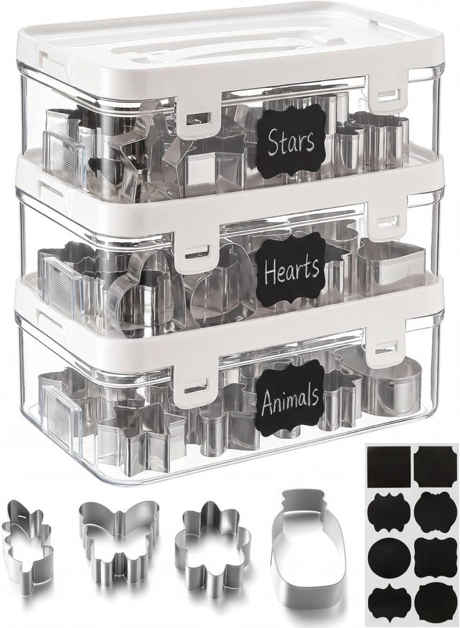 BrightRow 3 Pack Cookie Cutter Storage, Transparent Cookie Cutter Organizer with a Sticker, Baking Storage Containers, Cover to Prevent Dust, Can Be Used Alone or Hidden for Stacking(No Cutters) - Image 1