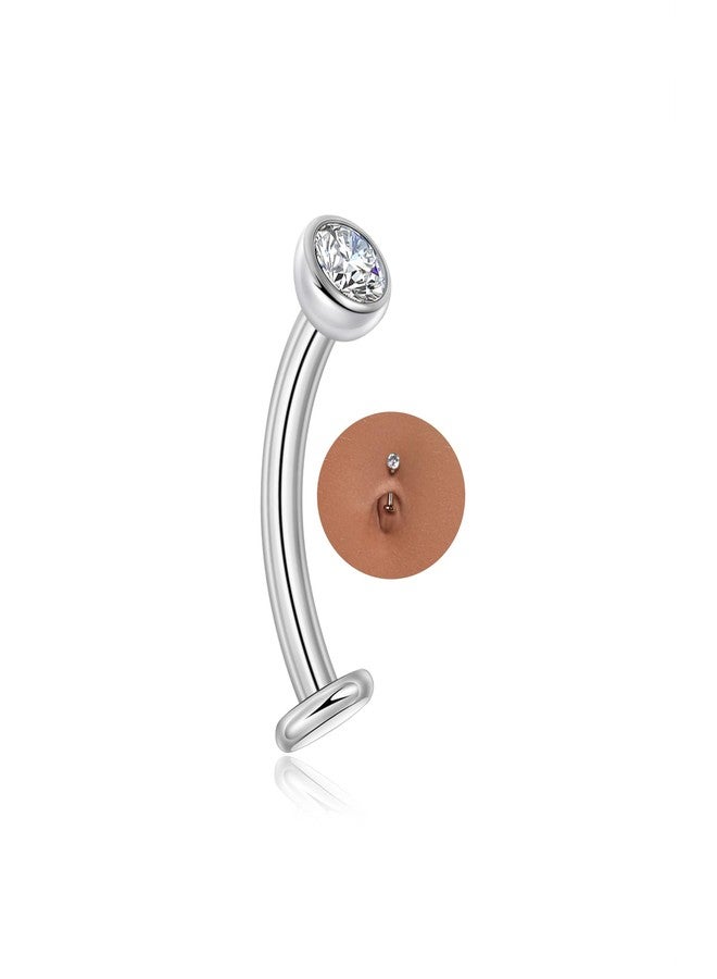 Lantine Floating Navel Piercing Jewelry F136 Titanium 14G Long Belly Button Rings Curved Barbell Navel Ring 5mm Cz Eyebrow Lip Piercing Jewelry 12mm - Image 1
