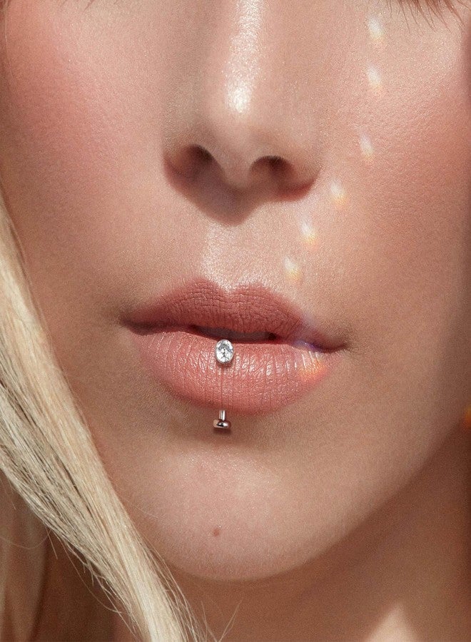 Lantine Floating Navel Piercing Jewelry F136 Titanium 14G Long Belly Button Rings Curved Barbell Navel Ring 5mm Cz Eyebrow Lip Piercing Jewelry 12mm - Image 4