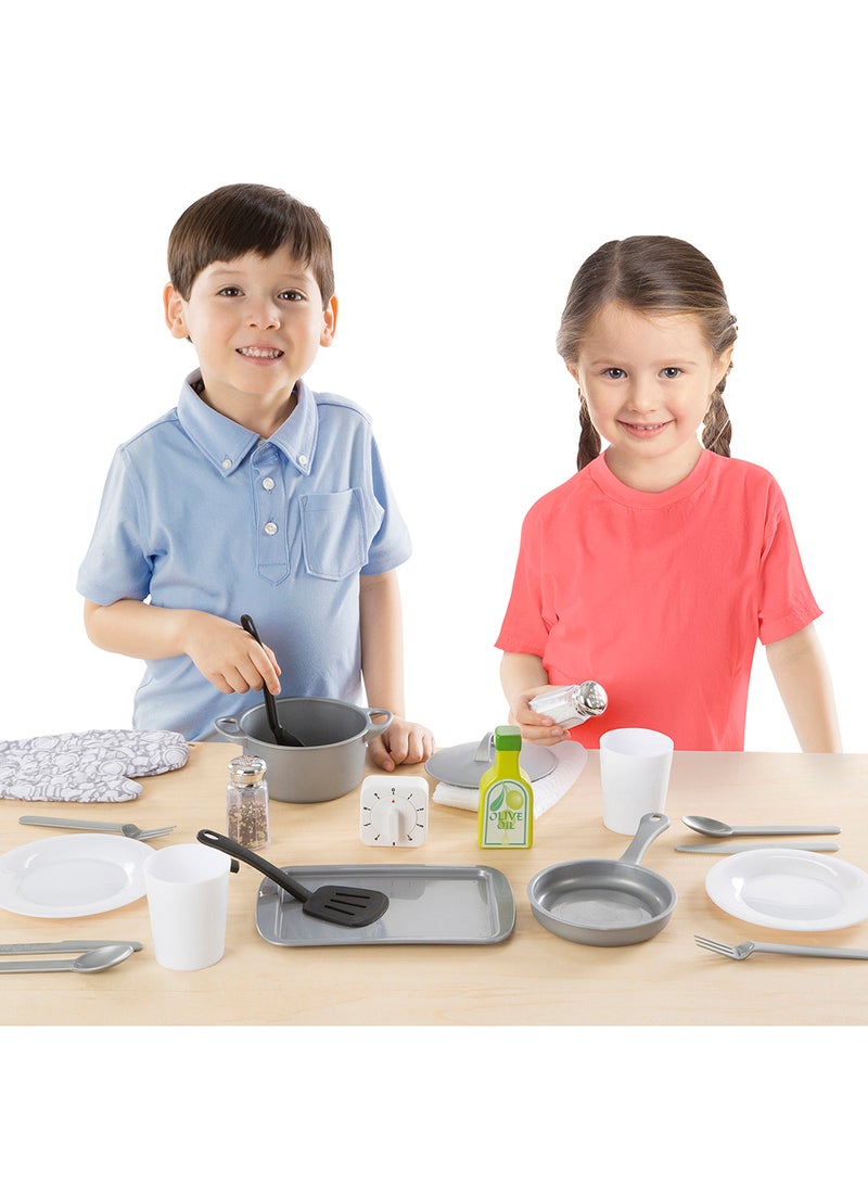 Melissa & Doug 22-Piece Play Kitchen Accessories Set - Utensils, Pot, Pans, and More  22-Piece Play Kitchen Accessories Set - Utensils, Pot, Pans, and More - Image 3