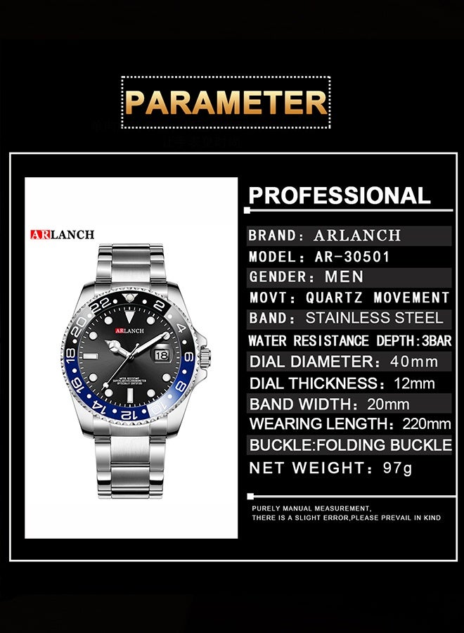 ARLANCH Watches For Men Analog Mens Watch 40Mm Large Face Easy Read Stainless Steel Business Watch Luminous Classic Luxury 30M Waterproof Mens Wrist Watches - Image 3