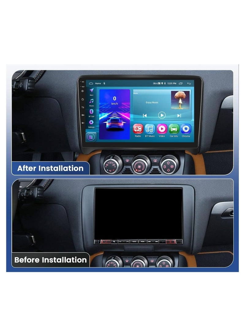 SHEZA STAR - Android Car Stereo for Audi TT MK2 2006-2015 4GB RAM 64GB ROM Support Carplay, Mirror Link Wi-Fi BT, Radio GPS Navigation, 9 Inch IPS.QLED Touch Screen with AHD Camera Included - Image 1