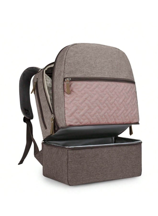 المنزل الذكي هوم سمارت إكسبلورر حقيبة ظهر للأطفال بحجرتين | حقيبة حمل/حفاضات بسعة تخزين عالية، مثالية لحمل مستلزمات الطفل. (وردي ورمادي، ٤٤*٣٤*١٥ سم) - Image 4