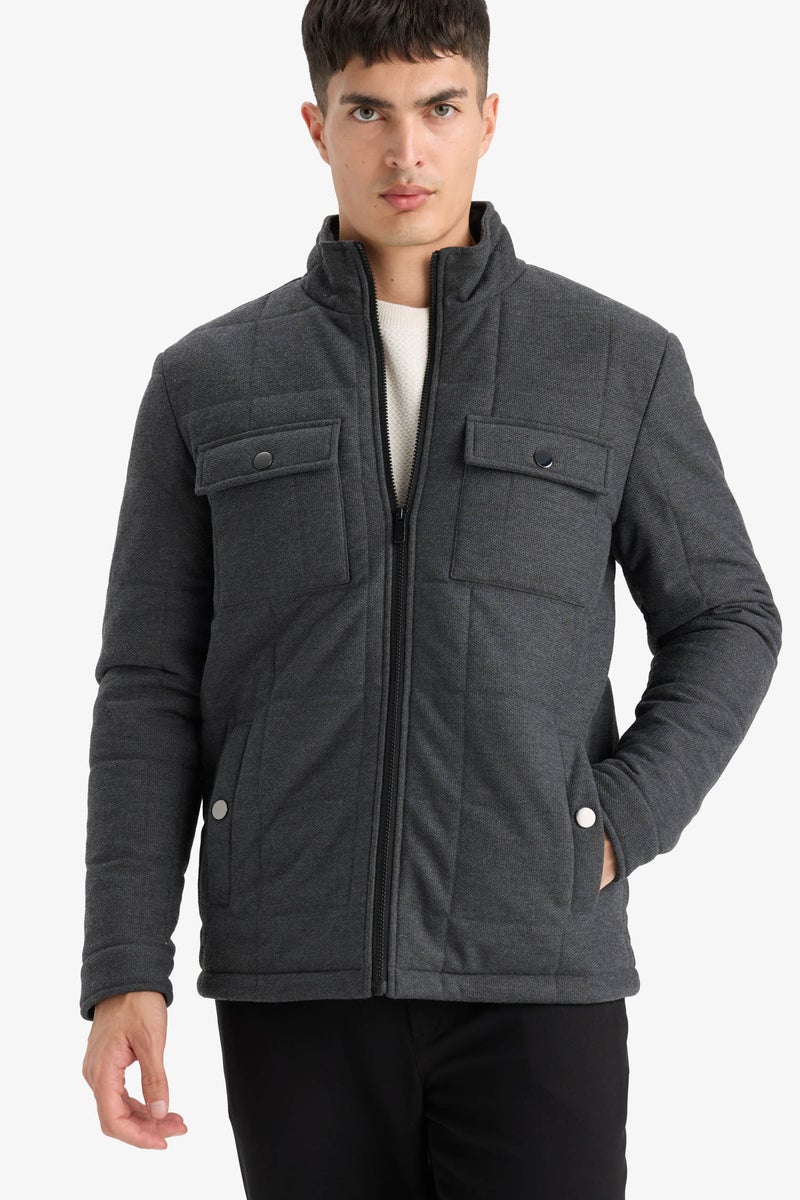 DeFacto Grey Man Slim Fit Puffer Jacket Casual - Image 1